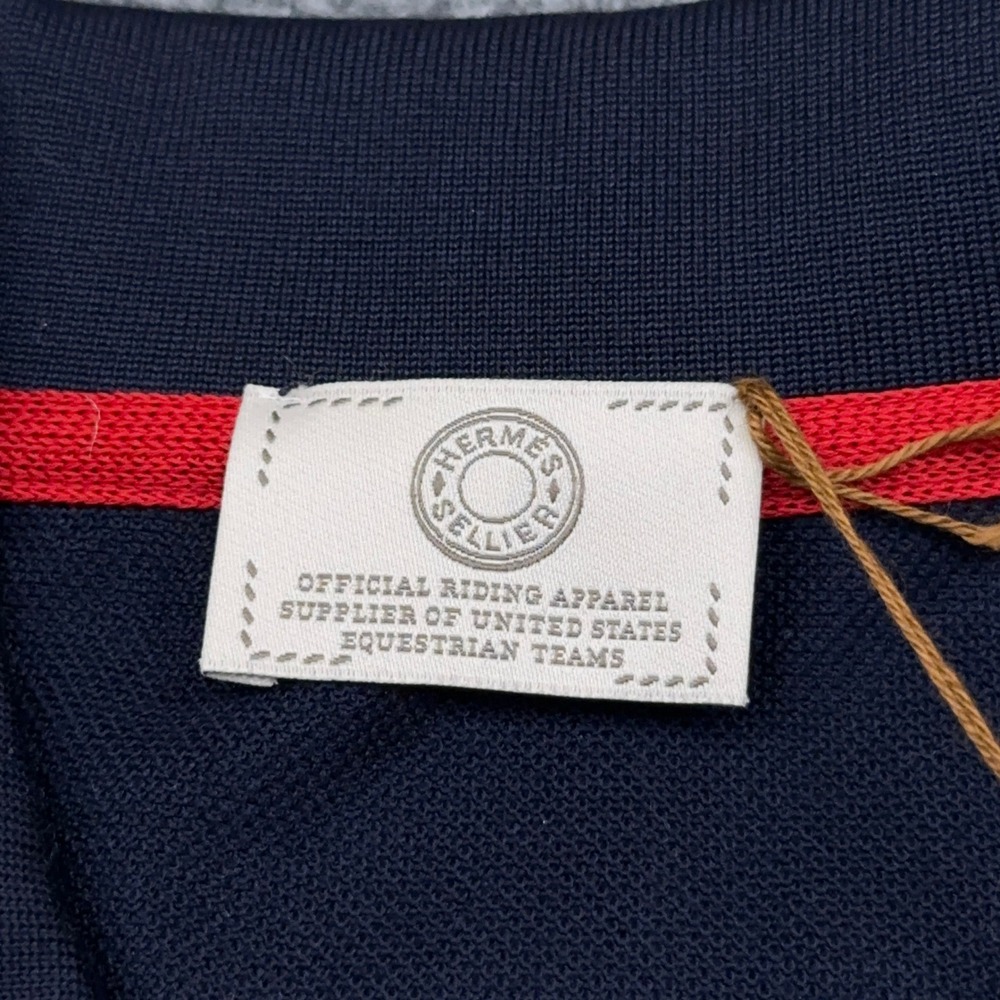 NEW Hermes Sellier Polo Shirt Men's Medium Navy Blue USEF Equestrian USA Team - Picture 4 of 11